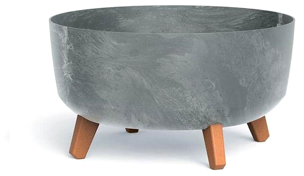 Blumentopf mit Füßen Pflanzkübel - 20,7 x Ø 38 cm - Blumenkübel Beton Effect Gracia, Grau,