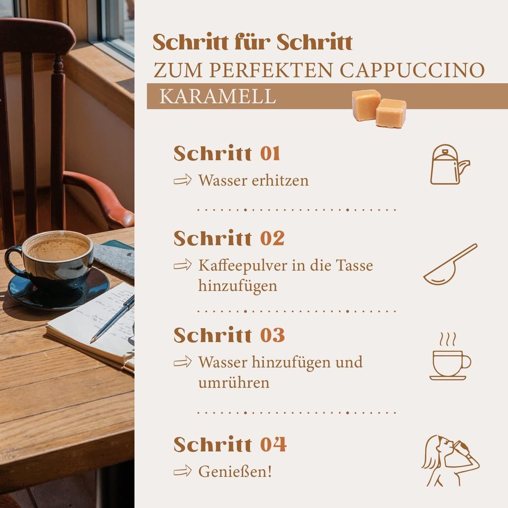HEARTS Cappuccino Karamell 1kg Instantkaffee Pulver Produktbild 5