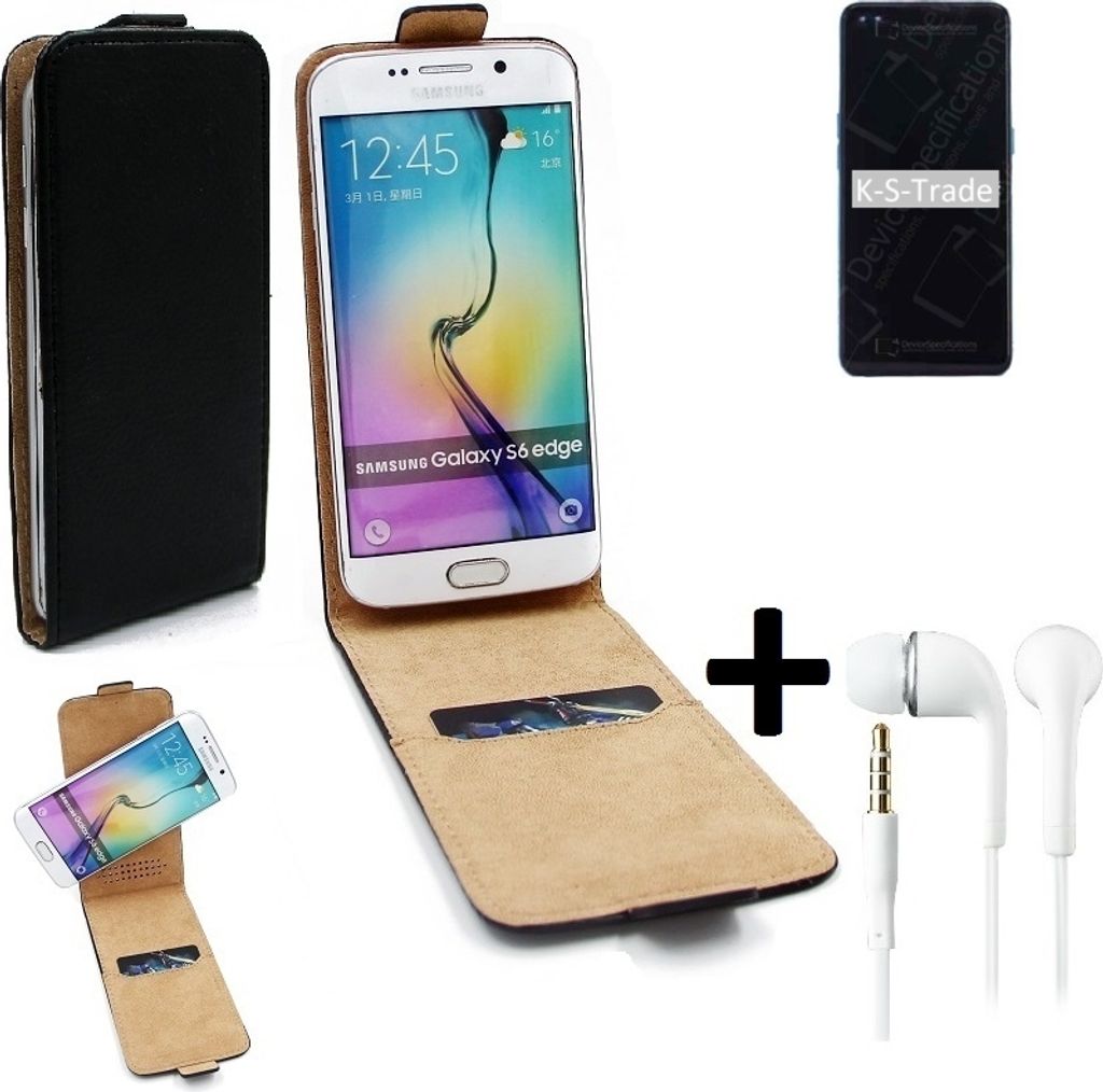 K-S-Trade Handyhülle + Kopfhörer kompatibel mit Oppo Reno4 360° Flipstyle Schutzhülle Smartphone Tasche Case Flip cover schwarz 1x