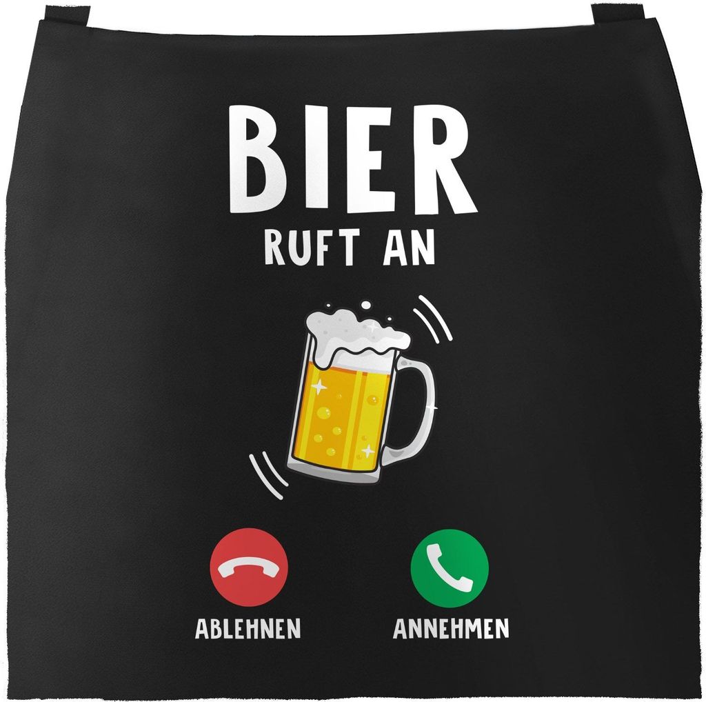 Grill-Schürze für Männer mit Spruch Bier ruft an Baumwollschürze Küchenschürze Moonworks schwarz unisize