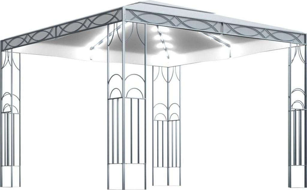 vidaXL Pavillon mit LED-Lichterkette 300x300 cm Cremeweiß