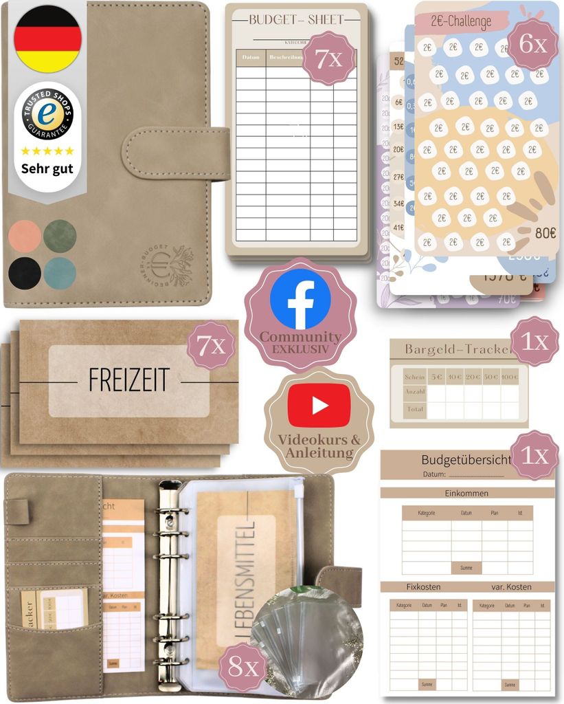 BeginnerBudget® Budget Planner Deutsch A6 Wildleder (Grau) Produktbild 