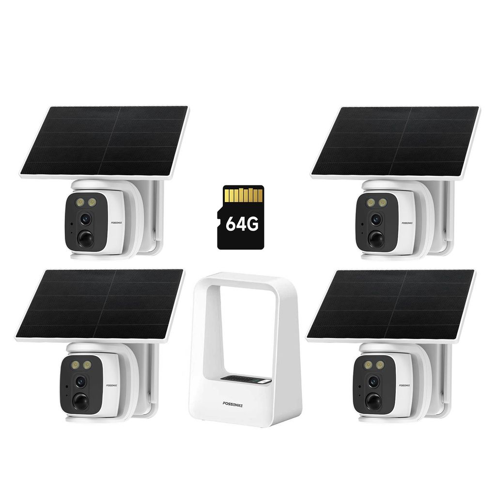 4er-Pack FOSSENXE 4MP WIFI Solar Überwachungsset mit Produktbild 