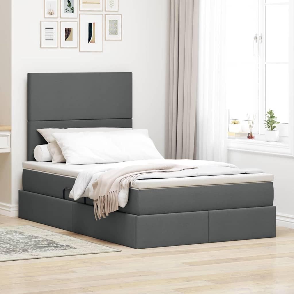 Maison Exclusive - Bett mit Stauraum und LED Dunkelgrau 120 x 190 cm Polyester