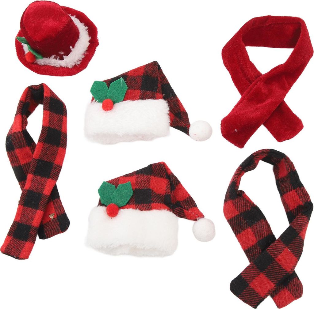 Weihnachten Weinflasche stricken Hut Schal Set kleine Nylon Baumwolle waschbar wiederverwendbar Santa Weihnachtsgeschenk Dekoration für Party