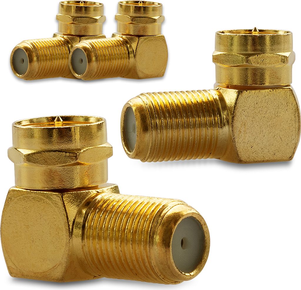 4x F-Winkelstecker Winkeladapter Stecker Winkel SAT Adapter Kupplung Vergoldet