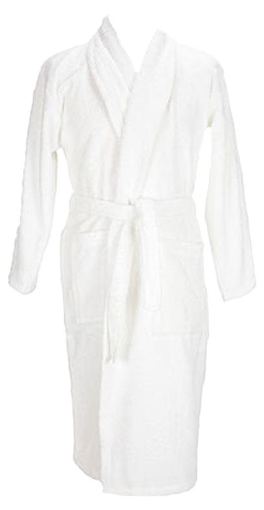 ARTG - Morgenmantel für Herren/Damen Uni, Schalkragen LT5006 (S-M) (Weiß)