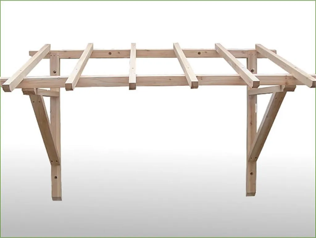 Auvent de porte en bois de 120x205 cm avec toiture en appentis stable