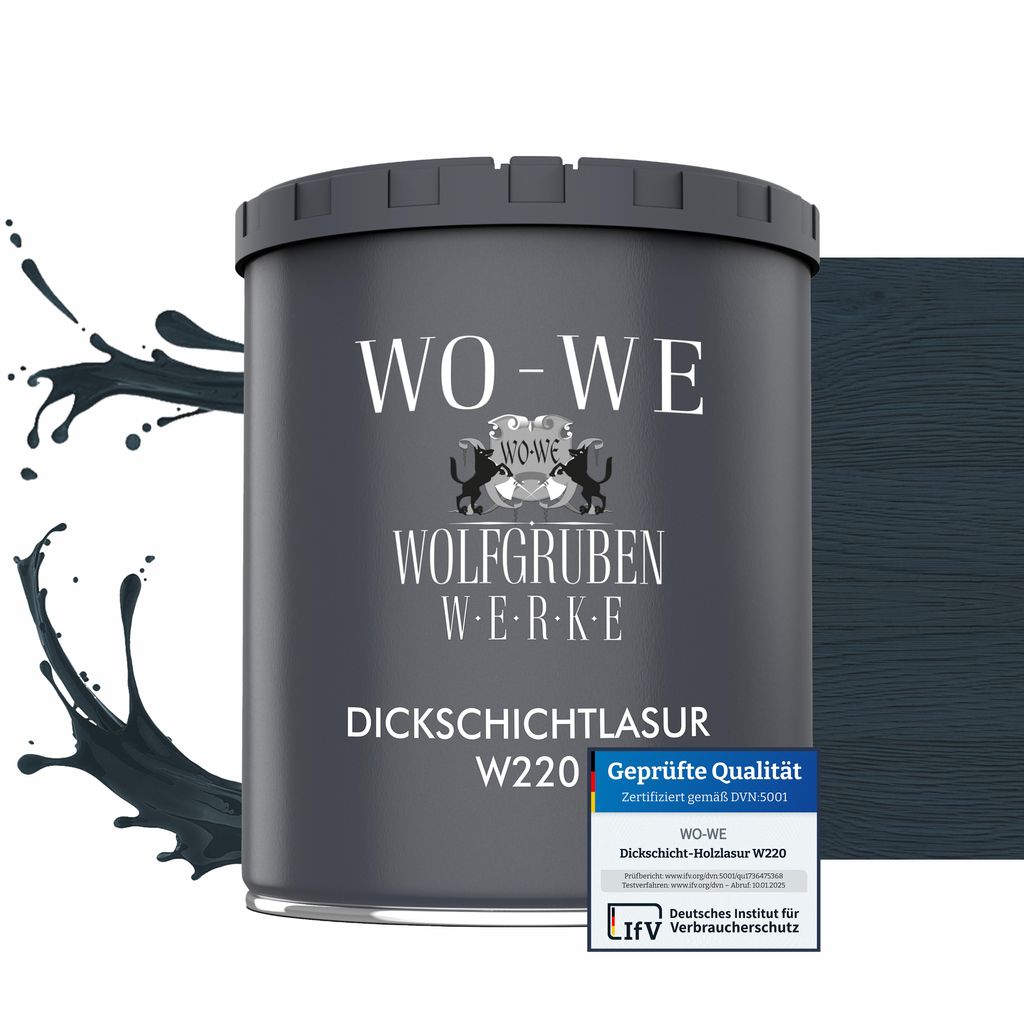 Dickschichtlasur 2in1 Holzlasur Holzschutzlasur außen und Produktbild 