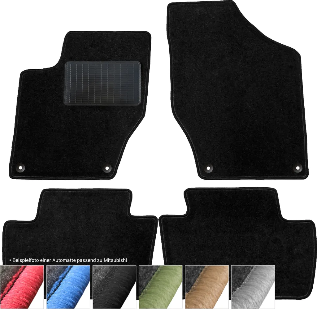 moto-MOLTICO Tappetini Auto Velours Tappetini Auto Nero Set 4 pezzi adatto per Mitsubishi Outlander II 2007-2013 (Nero - cuciture decorative)