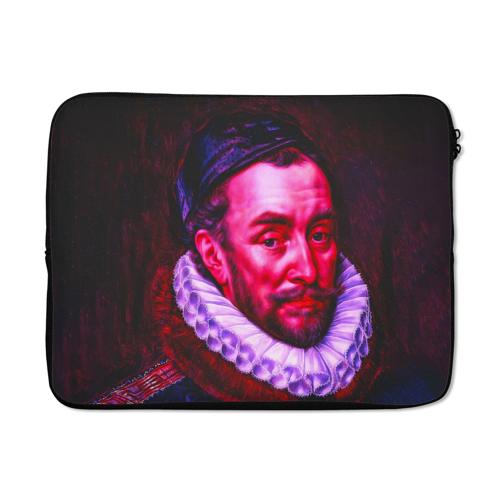 MuchoWow Laptop Hülle 17 Zoll Laptoptasche Wilhelm von Oranien - Adriaen Thomasz - Rot - Blau - Zipper - Schutzabdeckung