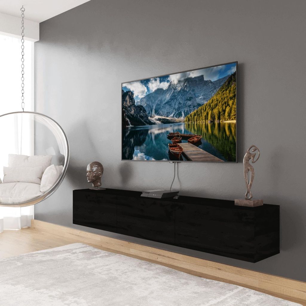 Colima TV Fernsehtisch 180 cm 3 Türen Modernes Design Wandhängend
