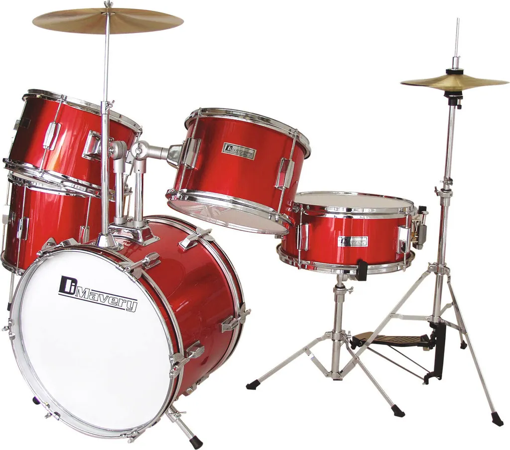 Batterie éducative enfant DIMAVERY JDS-305 rouge pour débuter la musique