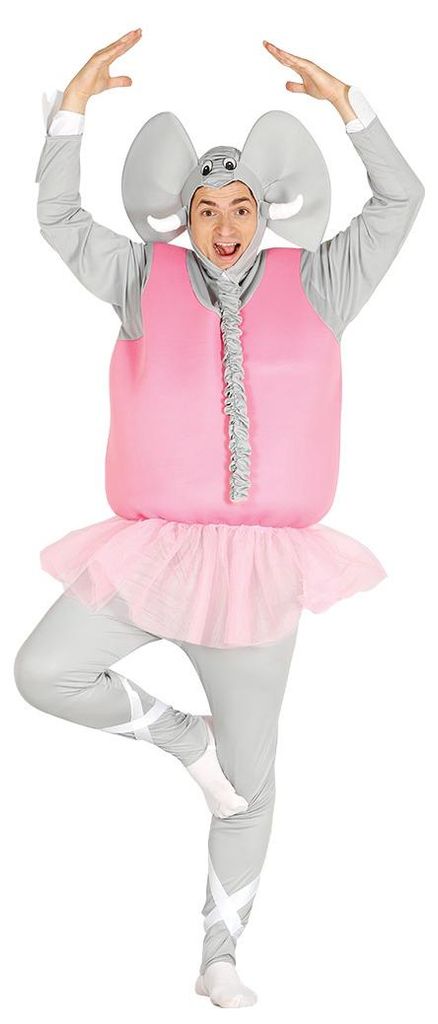 Elefanten-Ballerina-Tütü-Kostüm für Herren in Rosa-Grau, Produktbild 