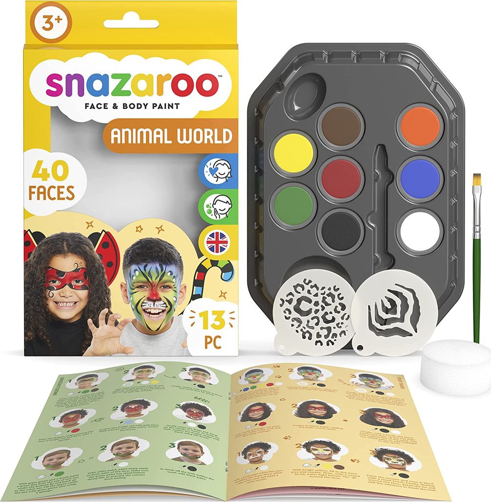 SNAZAROO Set di 8 pitture per viso e corpo con stencil Immagine del prodotto 