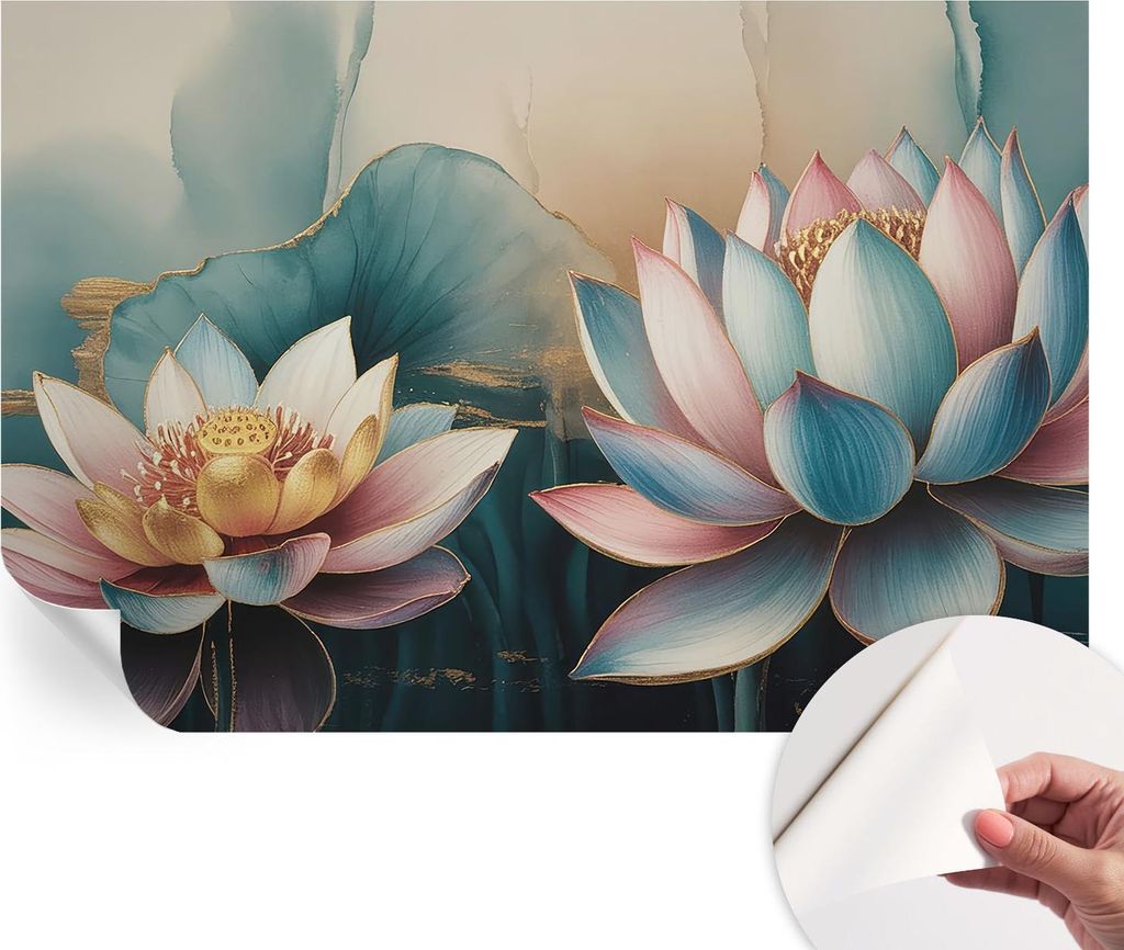 Selbstklebende Wandtapete - Dekorative Tapete für Wohnzimmer - Klebefolie für Wandbilder - Tapetenfolie für Wanddekoration - 104x70 cm - Lotusbl...