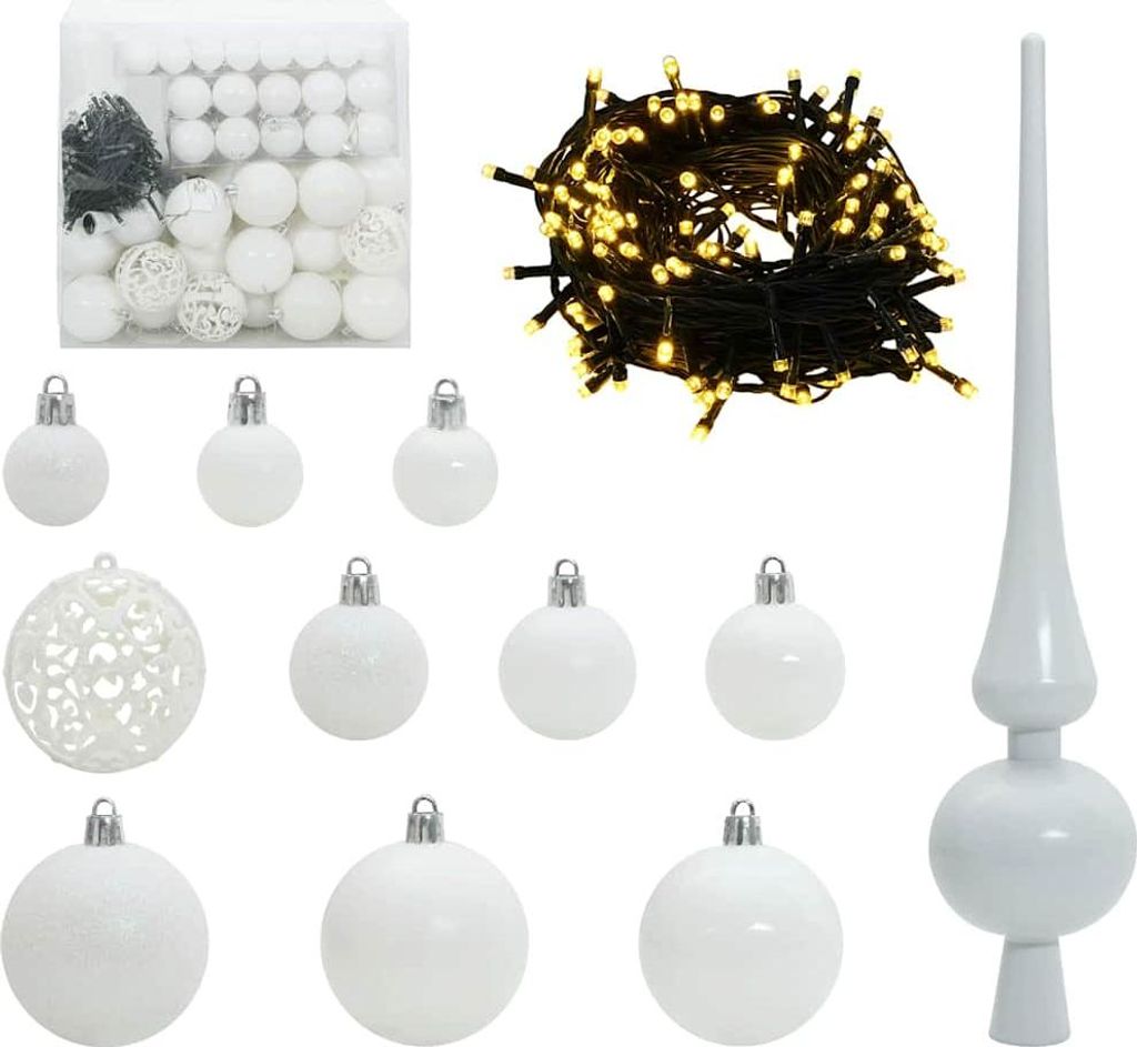 Weihnachtskugel-Set mit 300 LEDs 120 pcs Weiß Kunststoff