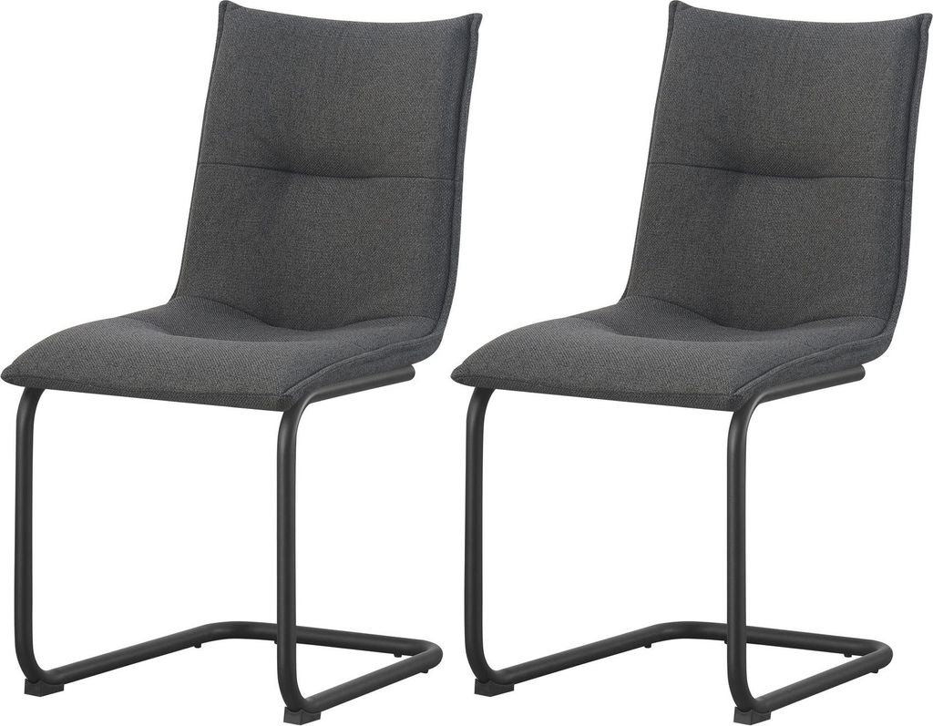 Schwinger-Stuhl 2er Set Sonja Stühle in Anthrazit - gemütliches Design - B/H/T: 46x89x57 cm