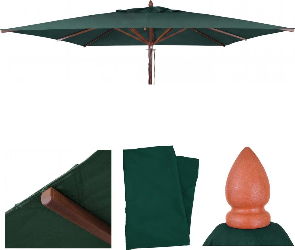 Ersatz-Bezug für Gastronomie Holz-Sonnenschirm MCW-C57b, Sonnenschirmbezug, eckig 4x4m Polyester 6kg dunkelgrün