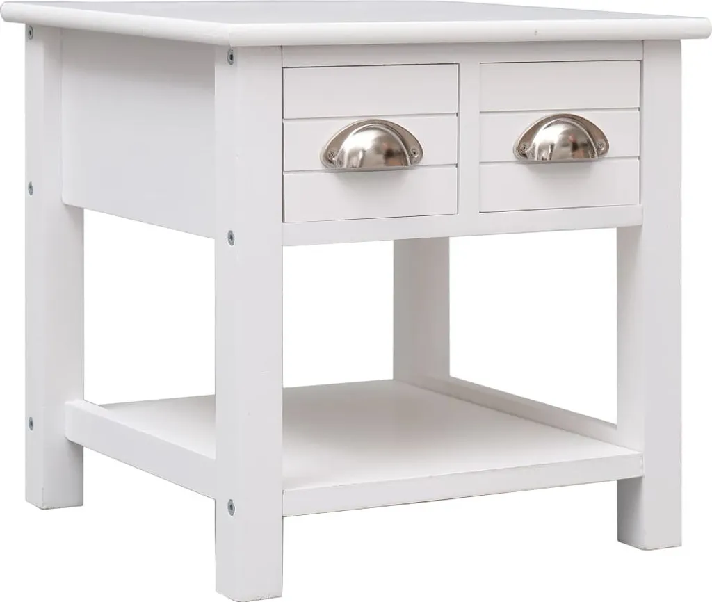 Tavolino Shabby Bianco 40x40 Legno Paulownia | Comodino Vintage