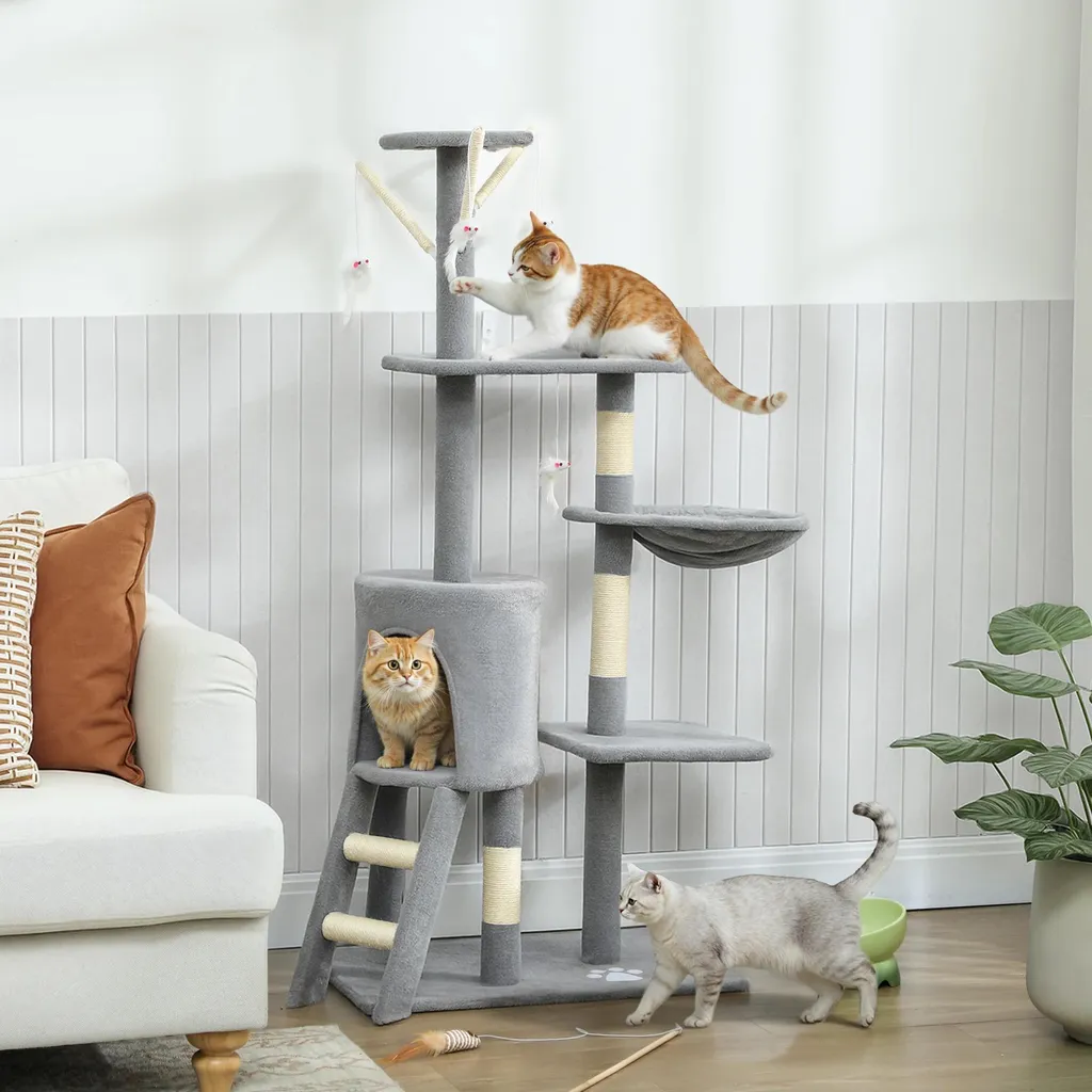 Arbre à chat complet avec hamac et grotte - Idéal pour petits espaces - 2