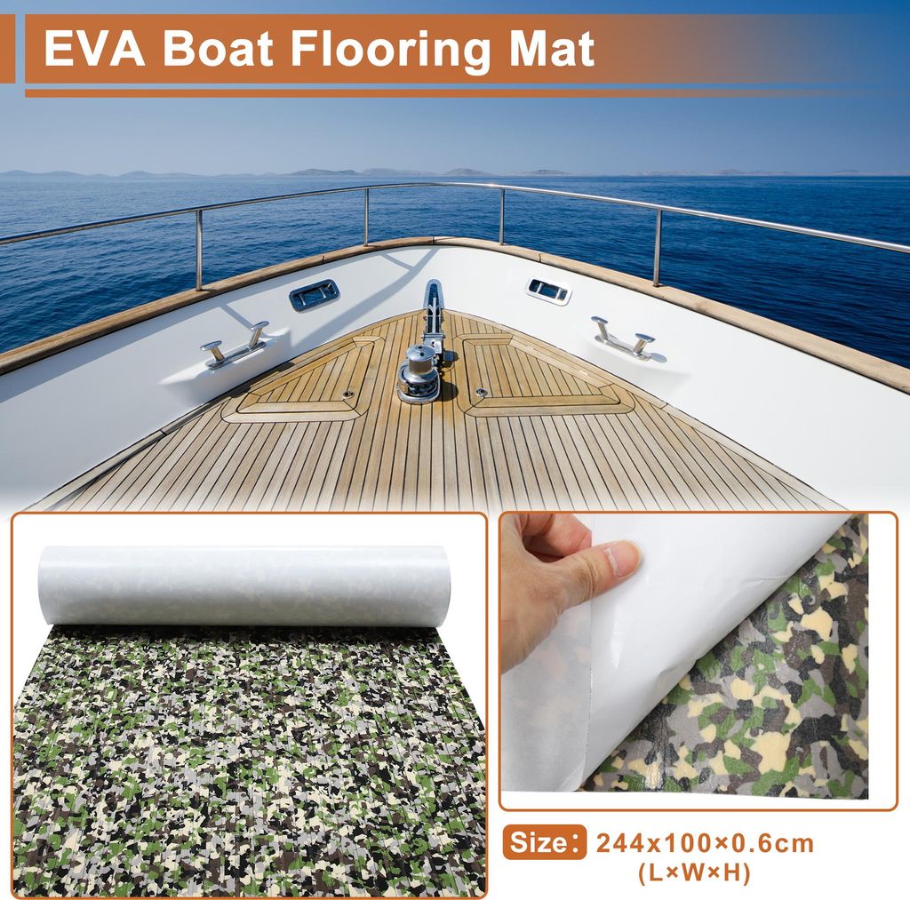 Selbstklebend 96" L x 39" B Bootsboden Streifen Geschnitten EVA Schaumplatte Rutschfest Traktionspad für Boote Deck Surfbrett Paddelbrett Ca mo Grün