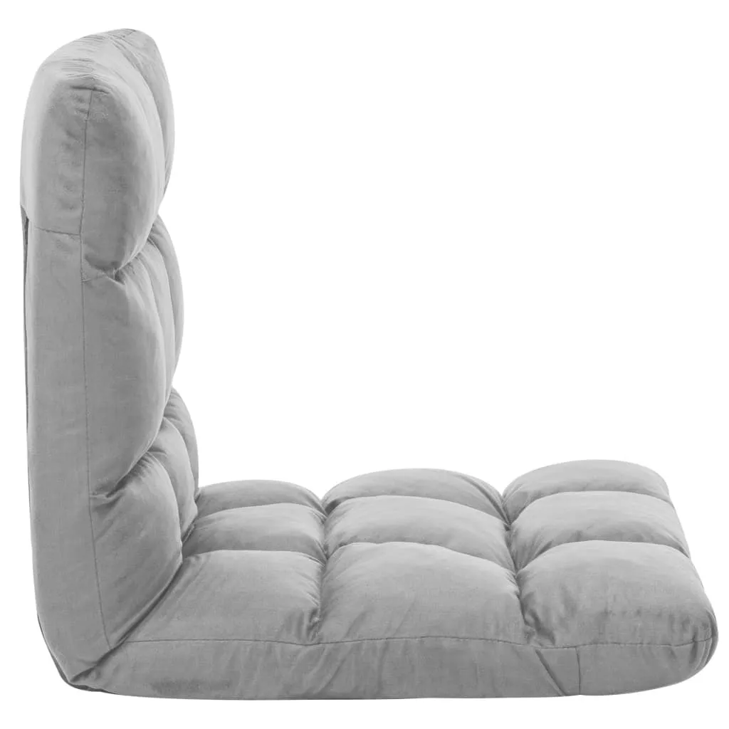 Chaise de sol pour méditation ou lecture, pliable, microfibre gris clair