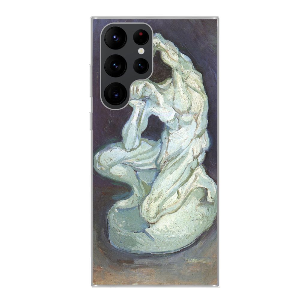MuchoWow Handyhülle Schutzhülle Hülle für Samsung Galaxy S22 Ultra Gipsskulptur eines knienden Mannes - Vincent van Gogh Silikon Softcase Han...