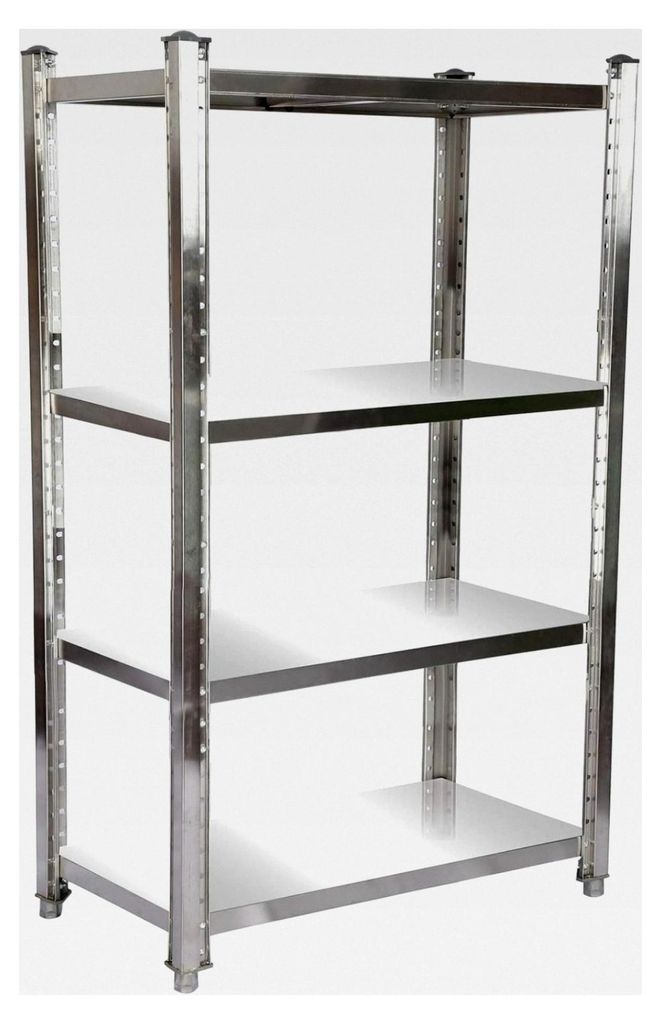 Edelstahlregal 120x50x155 cm mit 4 höhenverstellbaren Böden für Gastronomie, Werkstatt, Keller und Lager