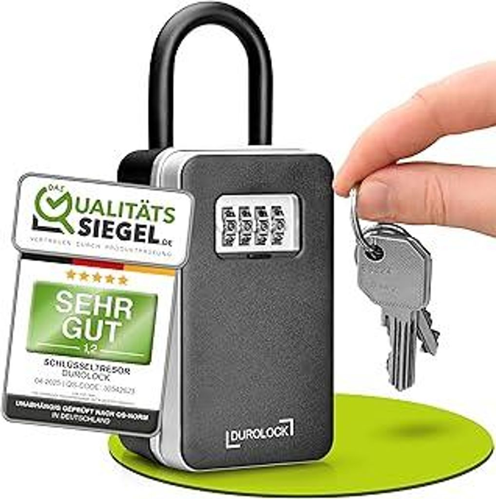 Schlüsselkasten mit Zahlencode und Bügel aussen (wetterfest) - XXL Schlüsselbox mit Code für draußen - Schlüsselsafe mit Code - Schlüsseltre...