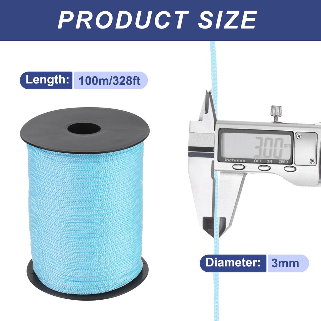Polypropylen-Seil 3mm Polypropylenseil 10Om PP Flechtleine Textilseil Leine Nylonschnur Schnur Rei?feste Rope Kunststoffseil fš¹r W?scheleine Cam...