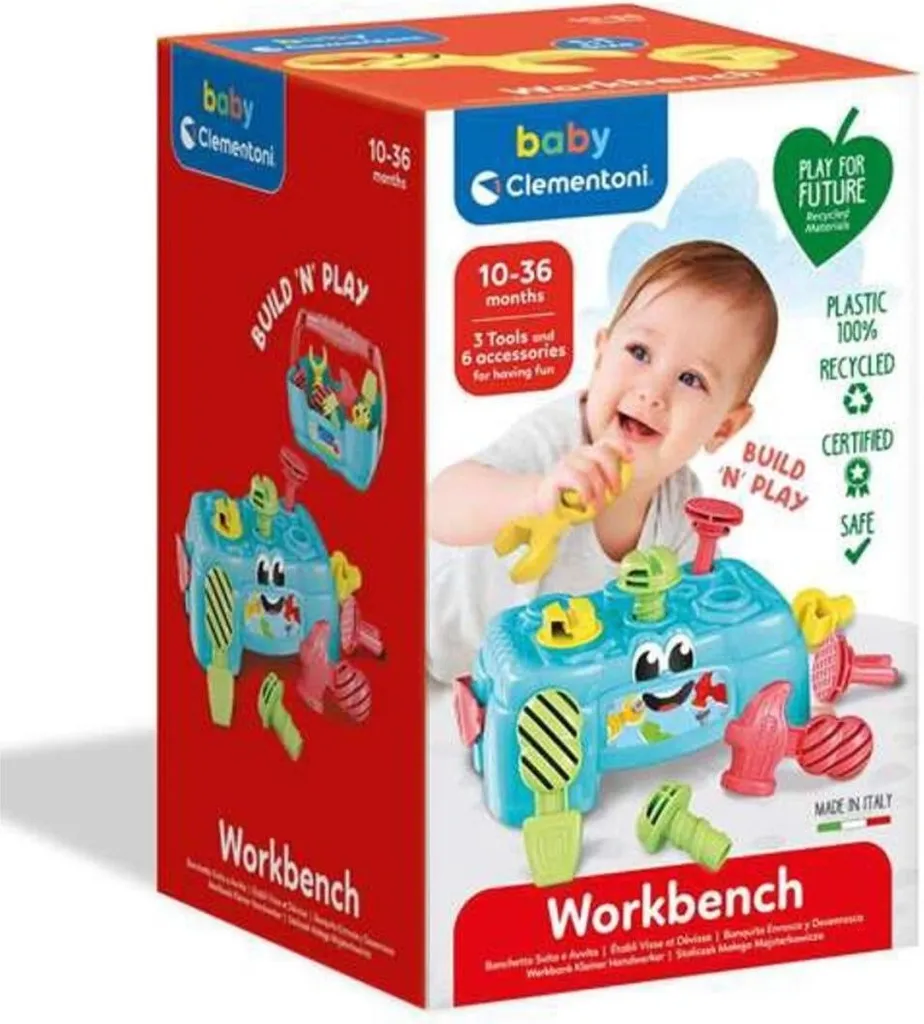 Clementoni Boîte à Outils 17042 avec 9 Accessoires pour Motricité Fine