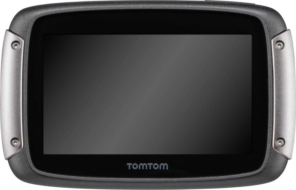 A front view of a TomTom Rider 500 EU GPS device against a white background.