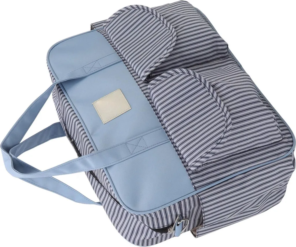 Borsa Mamma Fashion a Righe Blu e Bianche: Zaino Fasciatoio Chic
