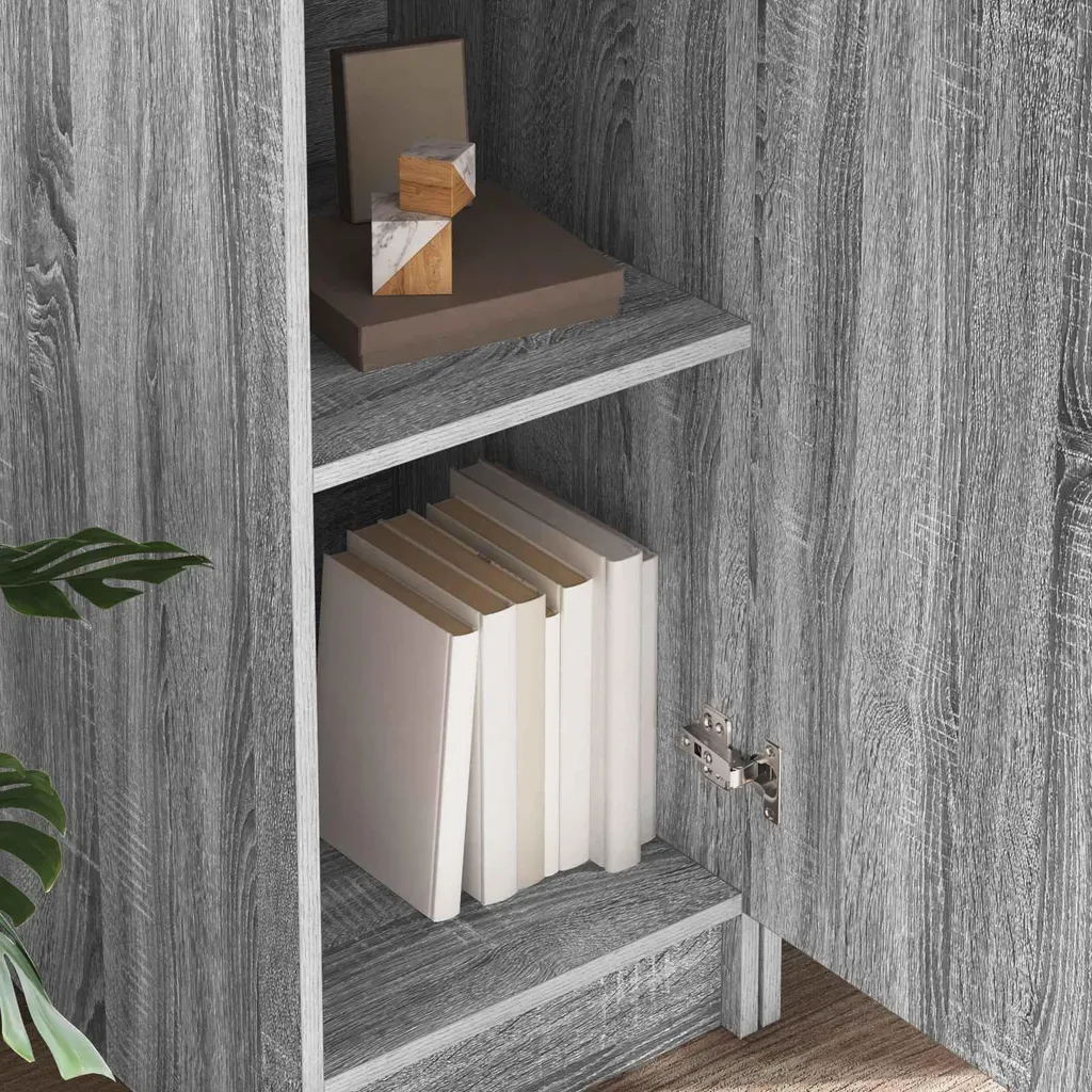 Bureau double gris Sonoma - Ensemble de table d'ordinateur moderne - 3