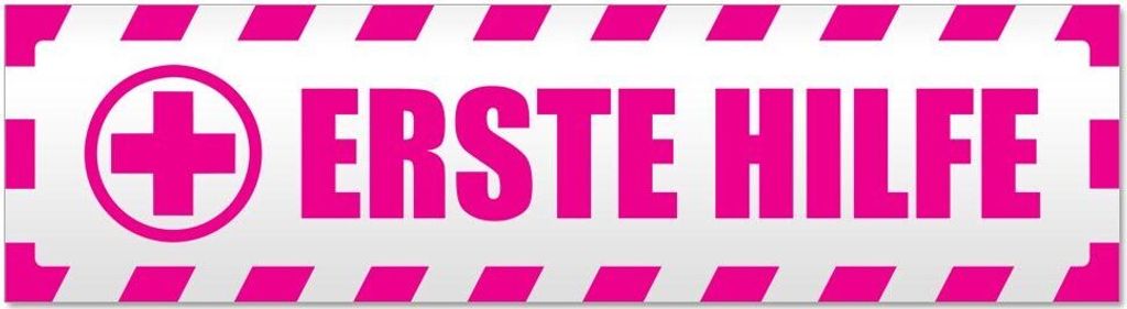 Kiwistar Erste Hilfe gestreift Magnetschild Schild magnetisch - 60cm Pink - Magnetfolie für Auto PKW Kfz