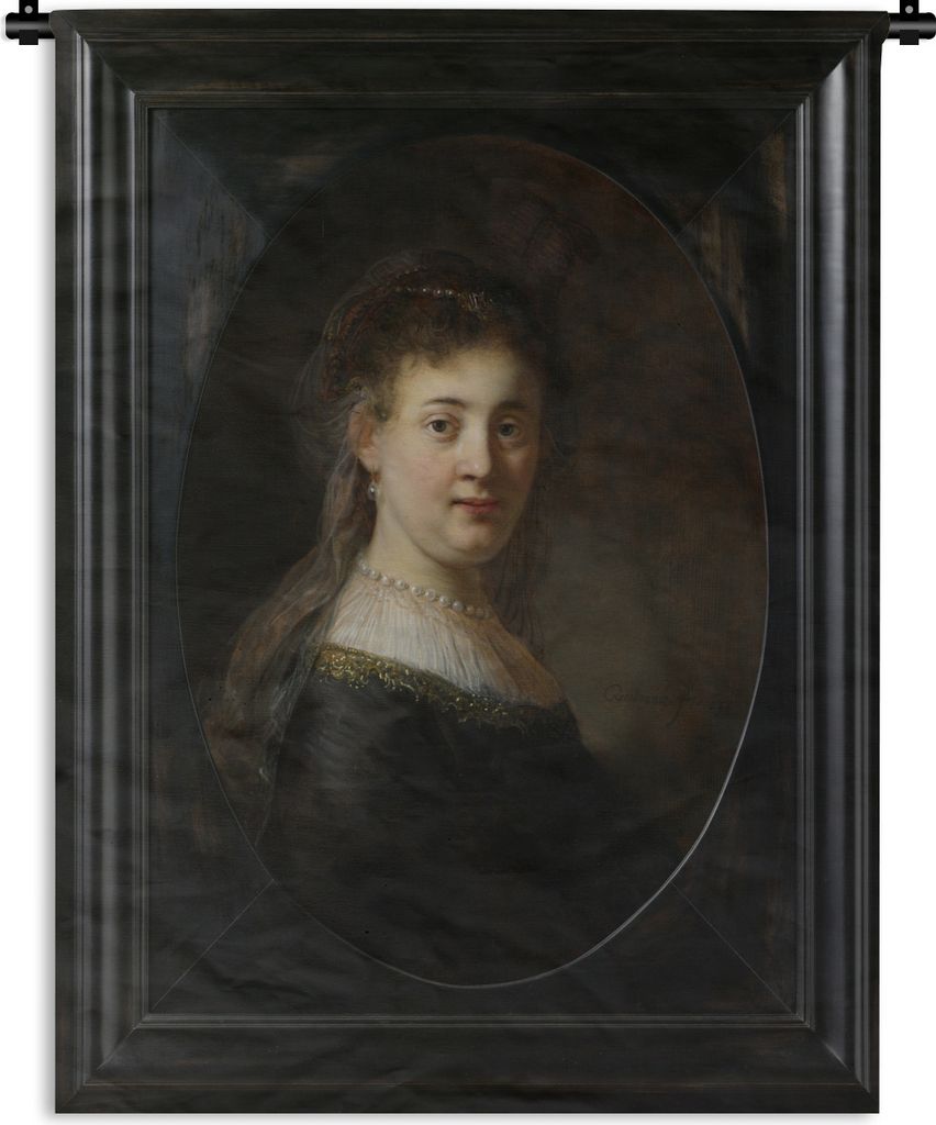 MuchoWow Wandteppich Wandbehang Junge Frau in verblichener Kleidung - Rembrandt van Rijn 120x160 cm Tapisserie Dekoration Wandtuch - Wohnzimmer -...