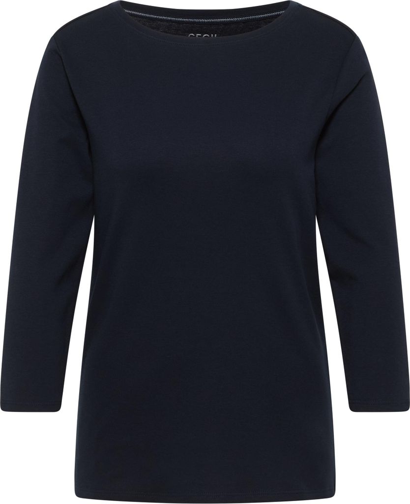 CECIL 3/4 Shirt 'Basic U-Boot Shirt', B319919, universal blue, Gr. XL