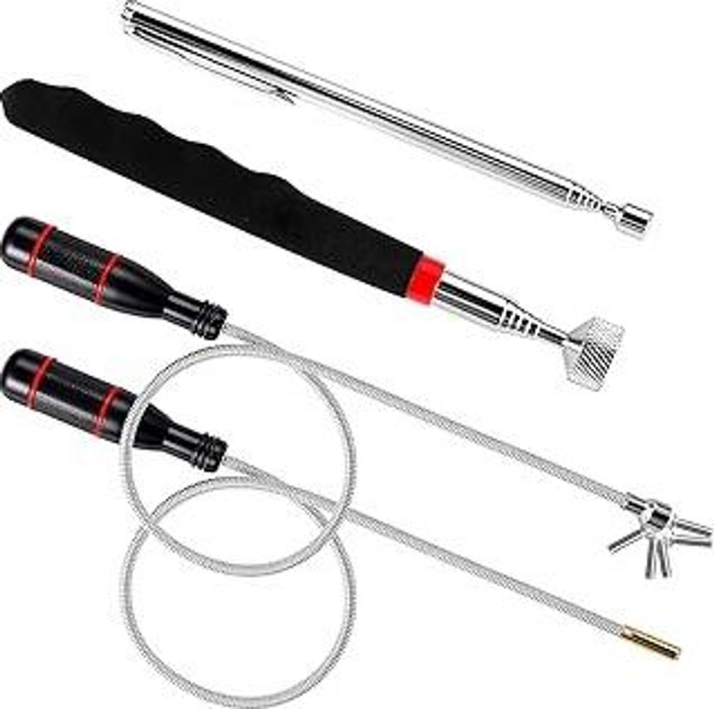 4 Stück Teleskop Magnetstab, 60cm Flexibler Magnetheber Magnetstabgreifer, Tragbares Biegbares Magnetgreifer, Teleskopmagnet Stabmagnet für Aufne...