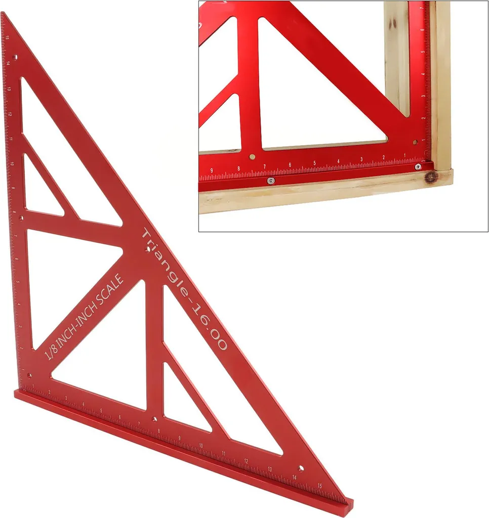 Règle triangulaire robuste en alu avec rapporteur d'angle pour le bois - 12