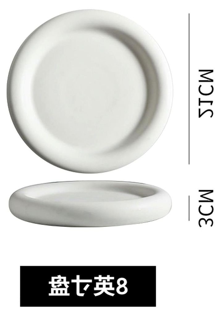 Großer, matter Spaghettiteller in Schwarz und Weiß, Keramikteller, 20,3 cm