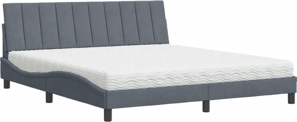 vidaXL Bett mit Matratze "Hanko" Dunkelgrau 180x200 cm Samt