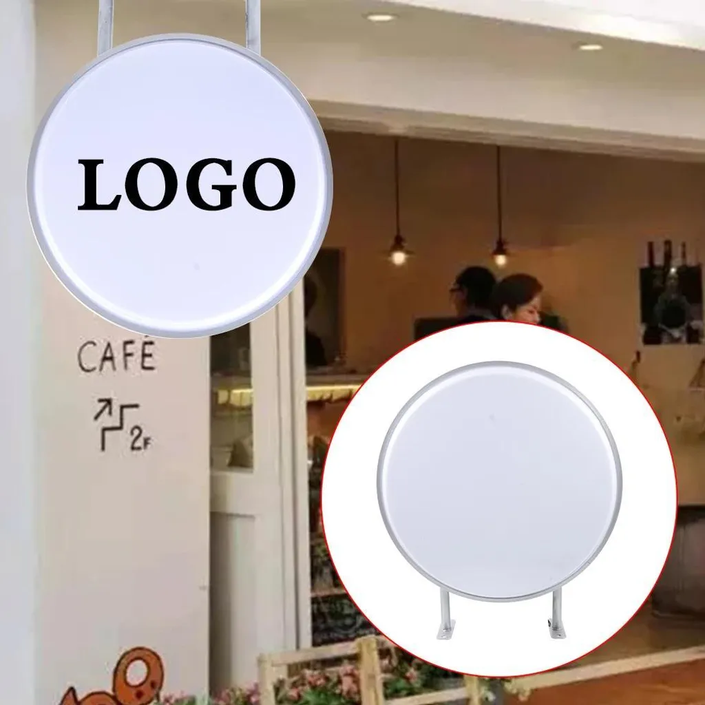 Panneau publicitaire LED circulaire double face jaune en acrylique 60cm