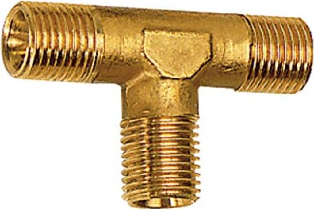 Riegler T-Stück, außen/außen/außen, R 1/8, SW 10, Messing blank