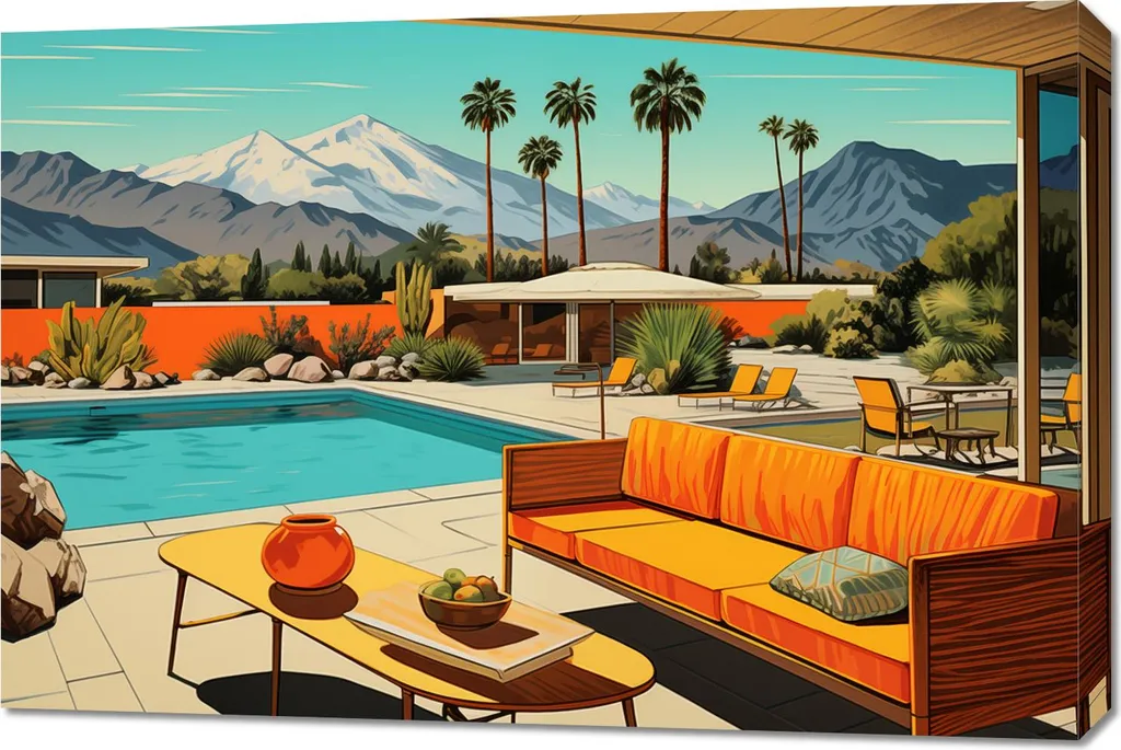 Quadro Tela 90x60 California Pool - Sogno Americano per il tuo Living