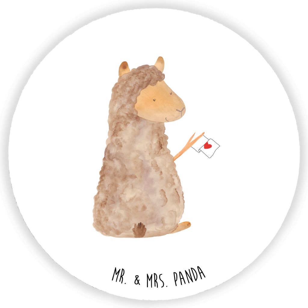 Mr. & Mrs. Panda Kühlschrankmagnet Alpaka Fahne - Weiß - Geschenk, magnet holz, Lama, Alpakas, für kühlschrank, Liebe, whiteboardmagnet, Lamas