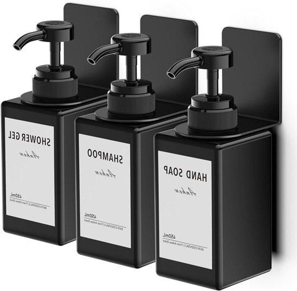 Wand-Zeepdispenser 450ml schwarz inkl. Etiketten für Küche & Bad