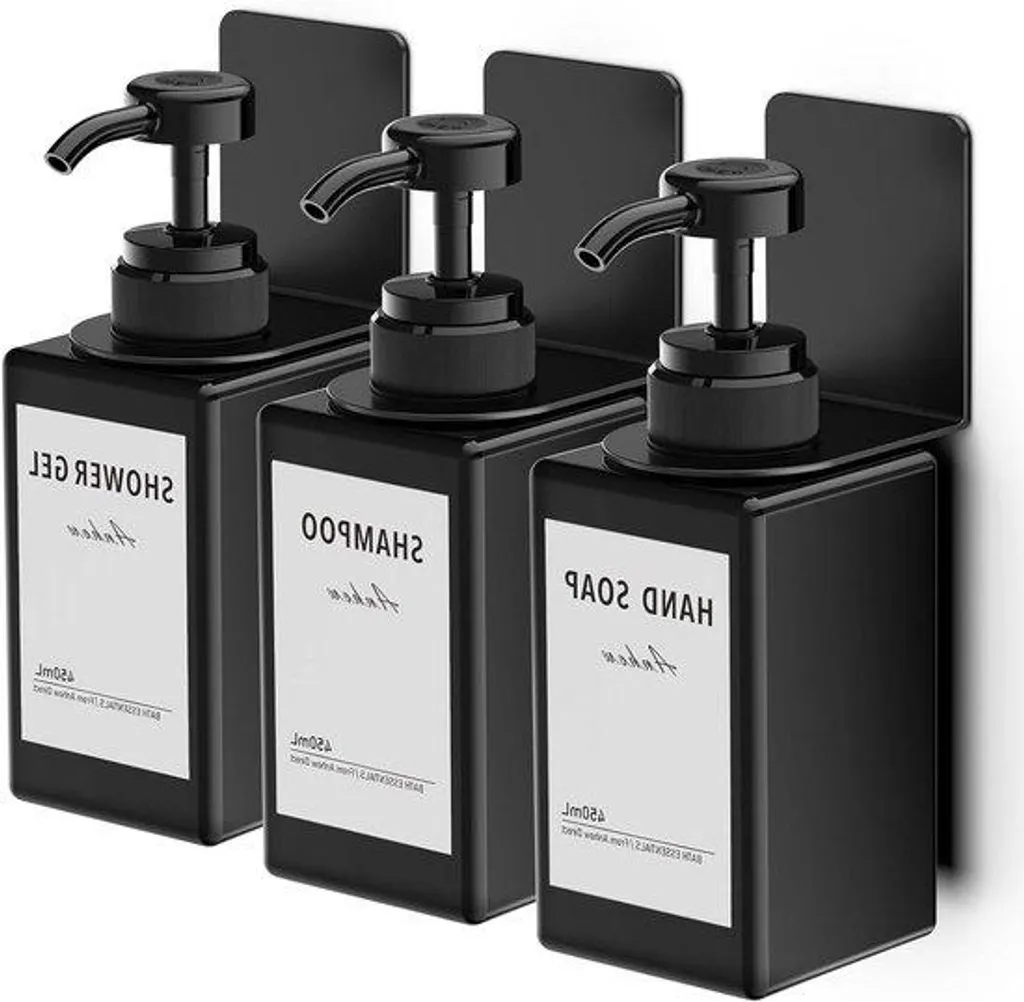 Distributeur mural de savon noir 450 ml idéal cuisine et douche spa
