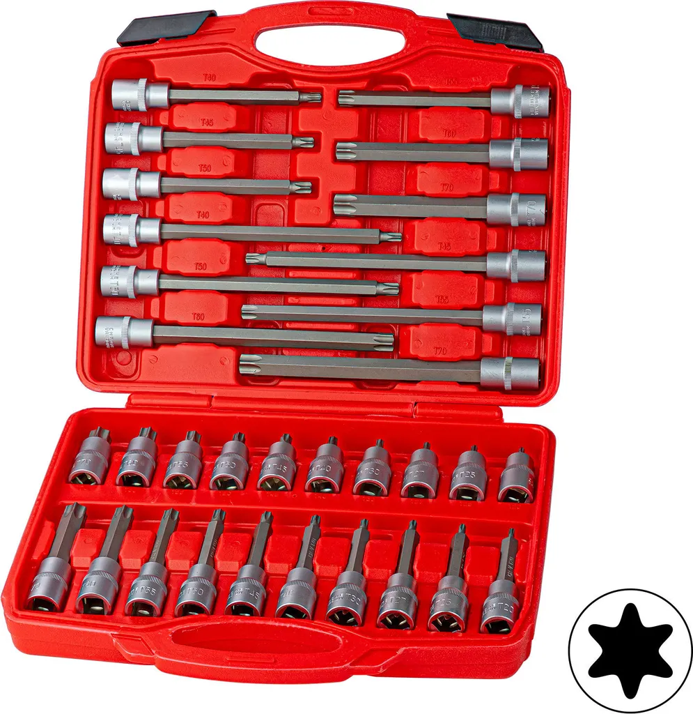 Jeu de douilles mâles 6 pans creux 32 pièces pour cliquet professionnel