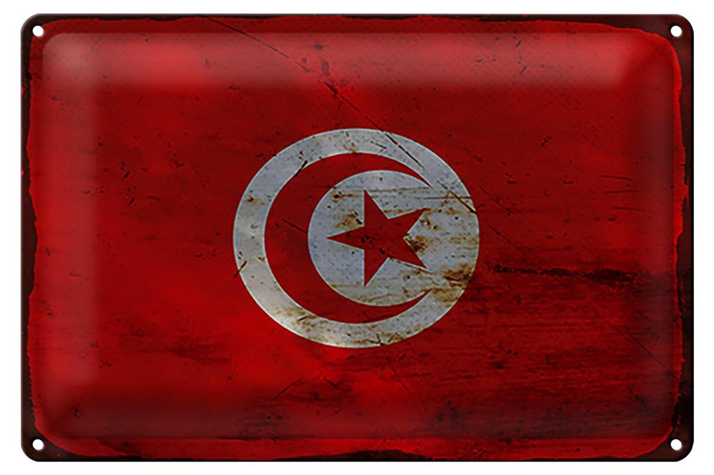 Blechschild Flagge Tunesien 30x20cm Flag of Tunisia Rost